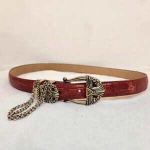 Brighton Womens Medium (30) Red Leather Chain Waist Belt